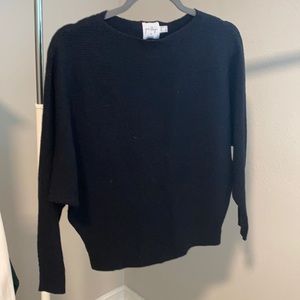 black knit long sleeve batwing top